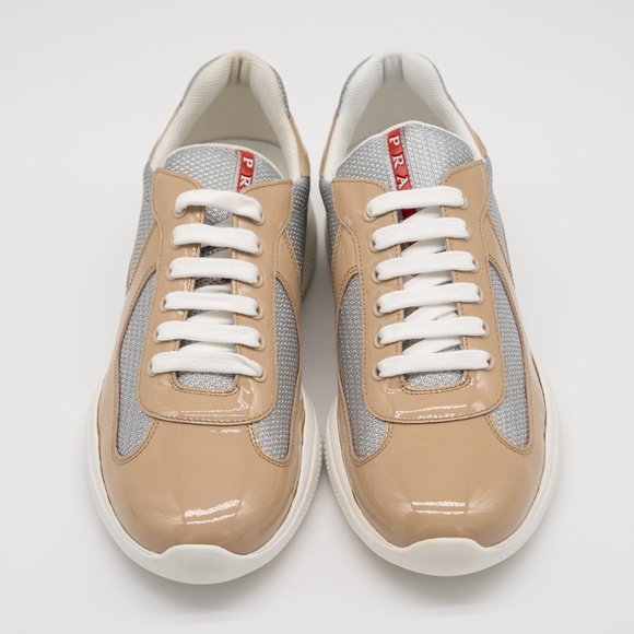 size 8uk 9 US Prada America's Cup sneakers Patent leather technical fabric Beige - Picture 3 of 15